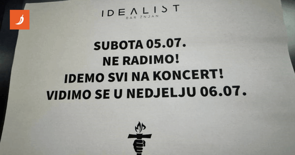 Ein Café in Split klebte die Mitteilung: "Wir arbeiten am Samstag nicht, weil wir alle zum Konzert gehen."
