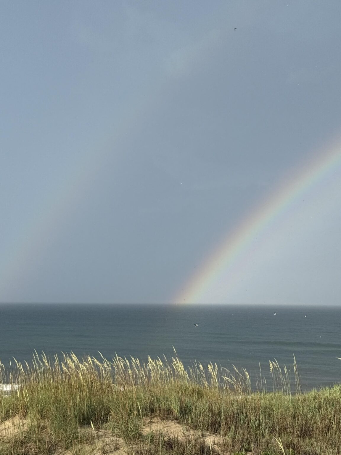 Doppeler Regenbogen über den Strand