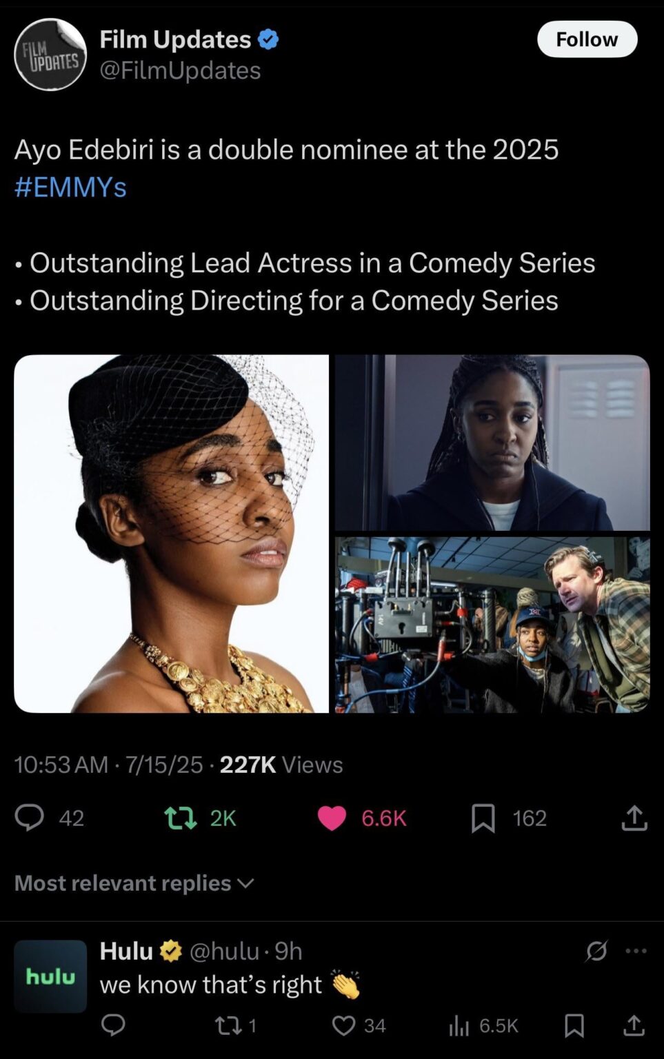 Irland wirft weiterhin erstklassige Schauspieler aus. Herzlichen Glückwunsch Ayo!