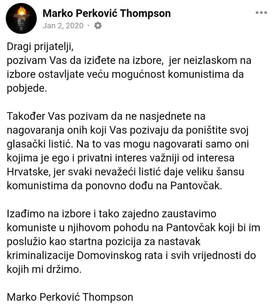 Eine Erinnerung daran, dass Thompson vor den Wahlen 2020 über Milanovic sprach, und Milanovic schweigt derzeit