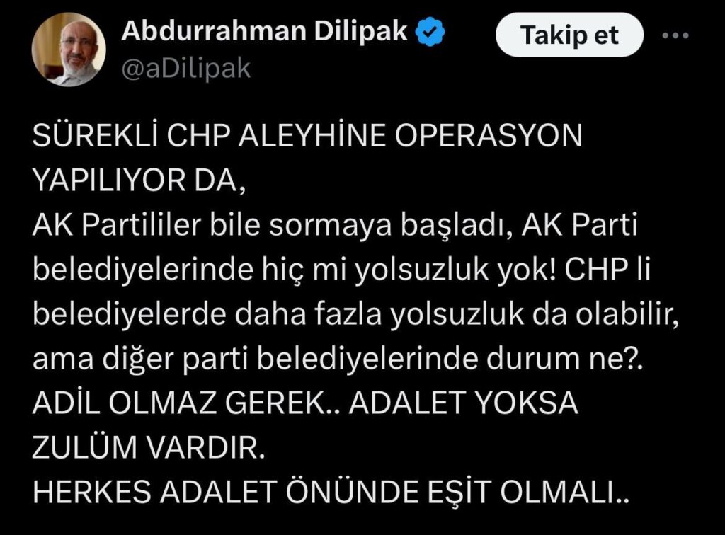 Abdurrahman Dilipak: Durch kontinuierliche Operation gegen die KLEINE CHP haben die AKP -Gemeinden keine Korruption?