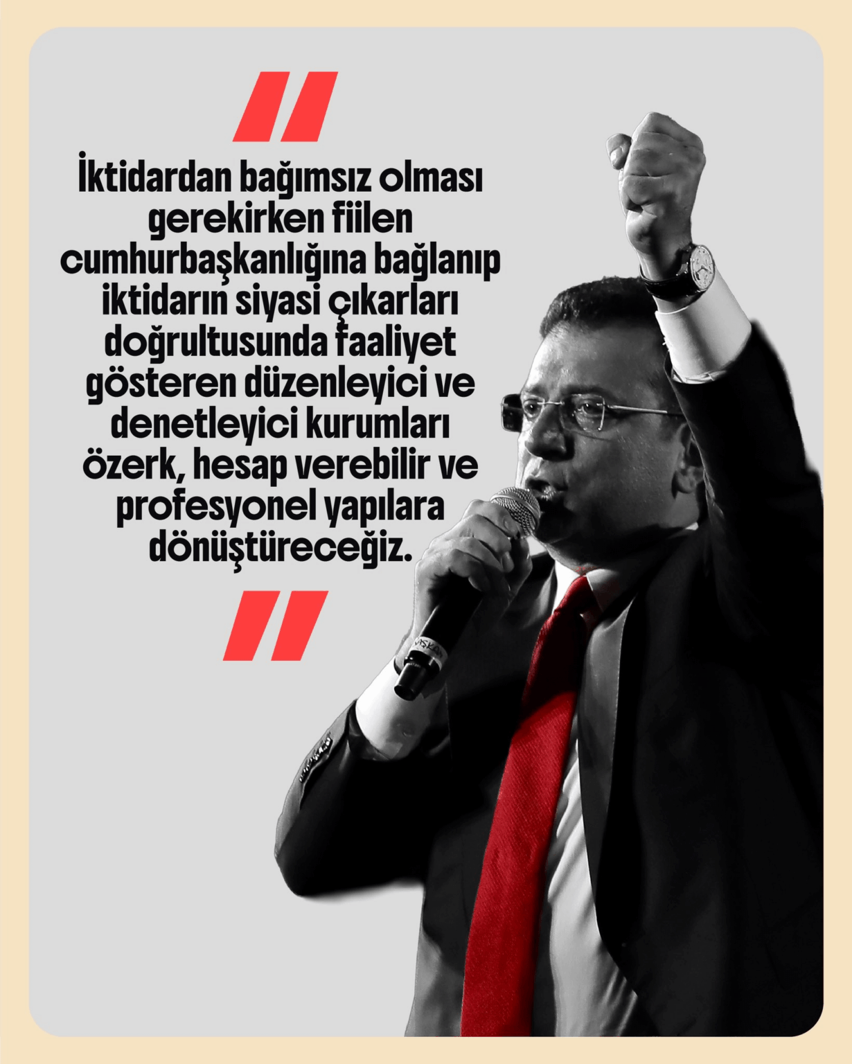 Ekrem İmamoğlu: Während es unabhängig von der Macht sein sollte, werden wir uns tatsächlich mit der Präsidentschaft verbinden und im Einklang mit den politischen Interessen der Regierung arbeiten.