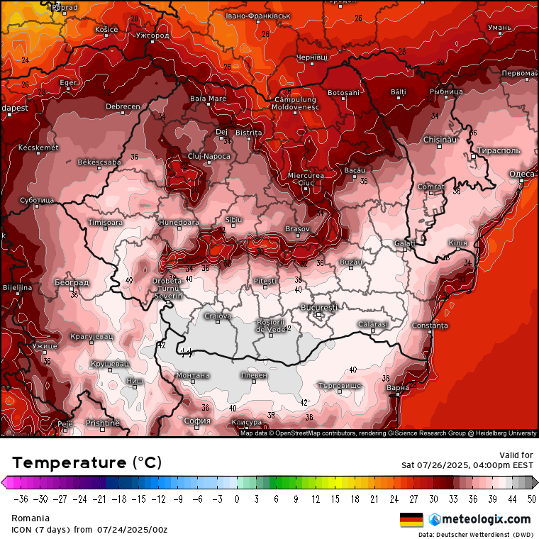 Geschätzte Temperaturen für Samstag
