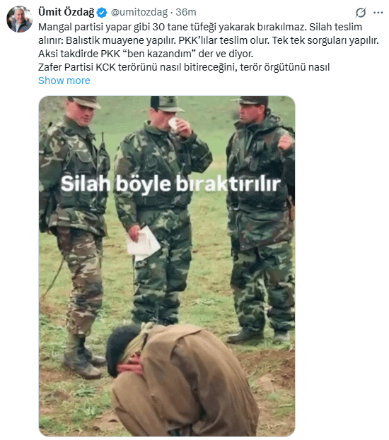Umit Ozdag: Als Grillpartei wird es nicht von der Verbrennung von 30 Gewehren zurückgelassen ... Die Siegespartei ist die Partei derer, die wissen, wie die terroristische Organisation bedingungslos Lieferung zwingt.