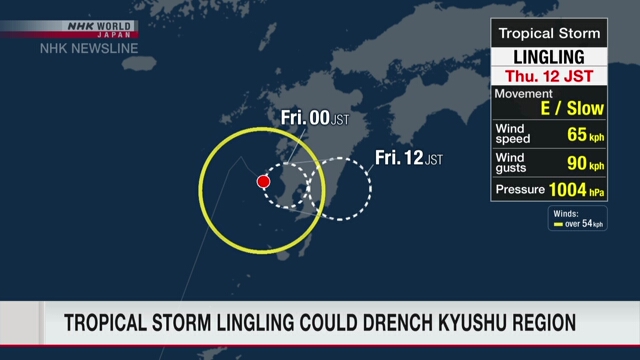 Tropensturm -Lingling kann in Kyushu, Südwesten Japans, landen lassen