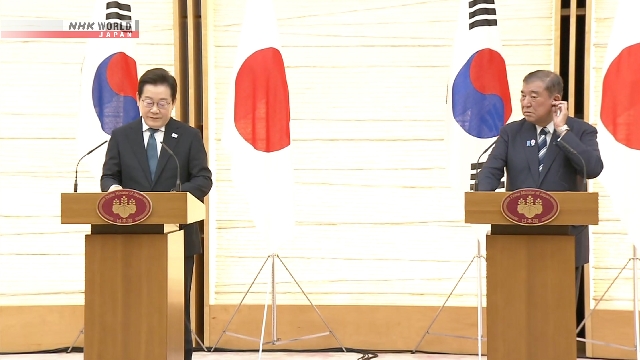 Japan und S.Korea -Führer halten eine gemeinsame Pressekonferenz ab