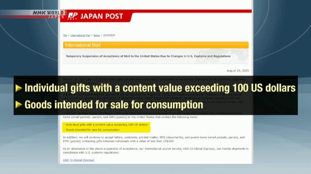 Japan, um einige US-gebundene Post wegen Tarifverwirrung auszusetzen