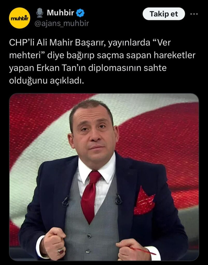 CHP Ali Mahir Basarir, die Veröffentlichungen "Ver Mehteri".