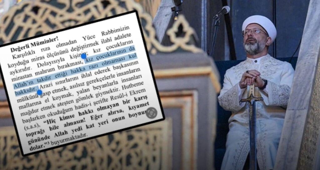 Das Diyanet, das diejenigen, die letzte Woche in der Freitagpredigt gekleidet waren, umgab, sprach mit Frauen, die diese Woche einen gleichen Anteil an der Erbschaft wollen. Frauen, die Gleichheit wollen, essen das Recht von Dienern. Das Diyanet, das diejenigen, die letzte Woche in der Freitagpredigt gekleidet waren, umgab, sprach mit Frauen, die diese Woche einen gleichen Anteil an der Erbschaft wollen. Frauen, die Gleichheit wollen, essen das Recht von Dienern.