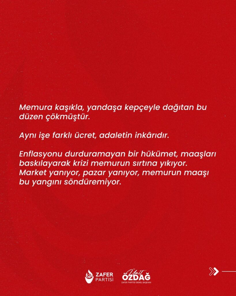 Ümit Özdağ unterstützte den Streik der öffentlichen Arbeiter: „Heute ist der Beamte, der einen Job kündigt, nicht allein; er steht unter der Garantie von Recht, Justiz und Gewissen der Nation.“ Ümit Özdağ unterstützte den Streik der öffentlichen Arbeiter: "Heute ist der Beamte, der einen Job kündigt, nicht allein; er steht unter der Garantie von Recht, Justiz und Gewissen der Nation."