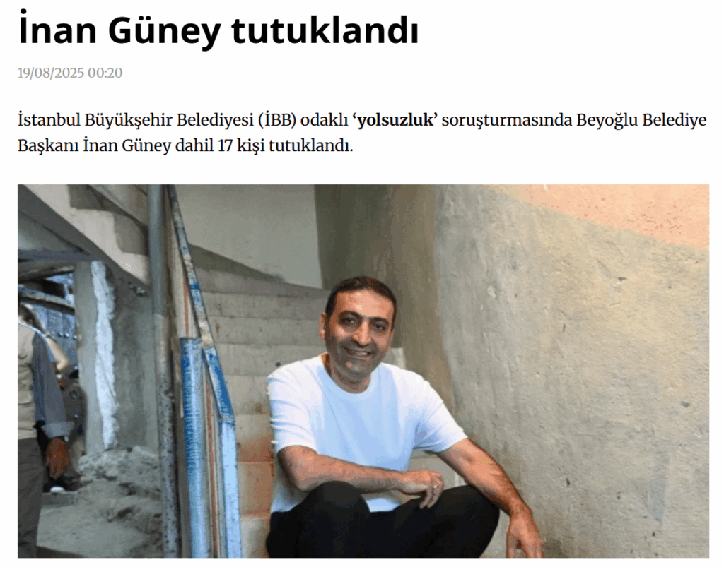 Bürgermeister von Beyoğlu wurde verhaftet