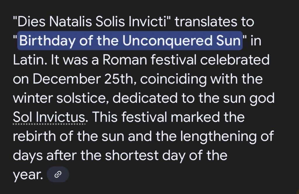 Weihnachten oder Sol Invictus?