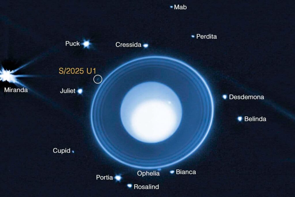 Das James Webb Space Telescope hat einen Neumond entdeckt, der klein und im Umlaufbahn um Uranus schwach ist. Die Entdeckung bringt die Gesamtsumme des Planeten auf 29