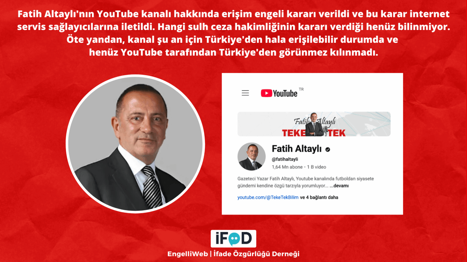 Die Entscheidung von Fatih Altaylı, Zugang zum YouTube -Kanal zuzugreifen, wurde getroffen