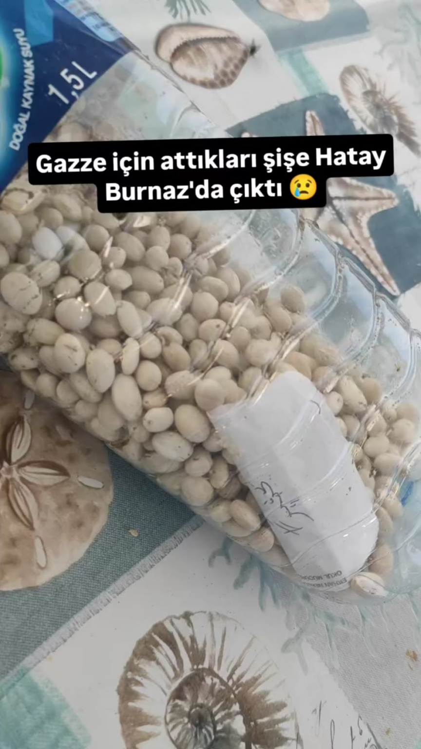 Haustierwasserflaschen sollen in Mersin "Vorräte" sein, um Gazastreifen zu unterstützen, die Küste des Bezirks Erzin nördlich von Hatay.