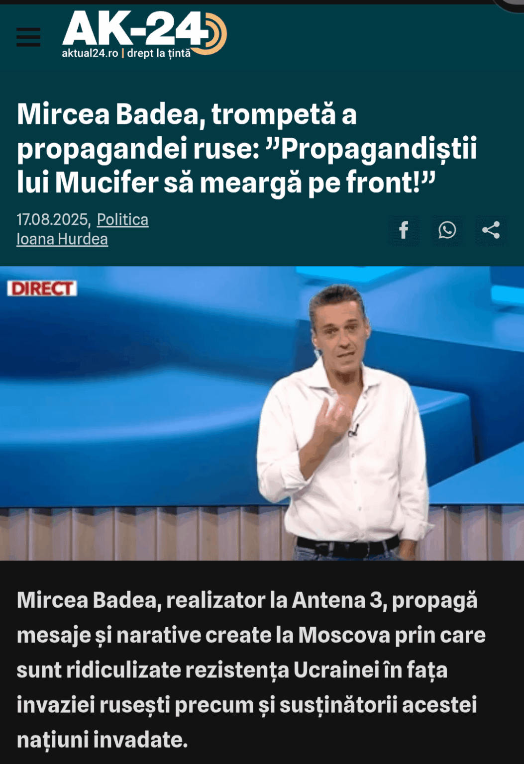 Mircea Badea, Trompete der russischen Propaganda: "Mukifers Propagandisten gehen vorne!"
