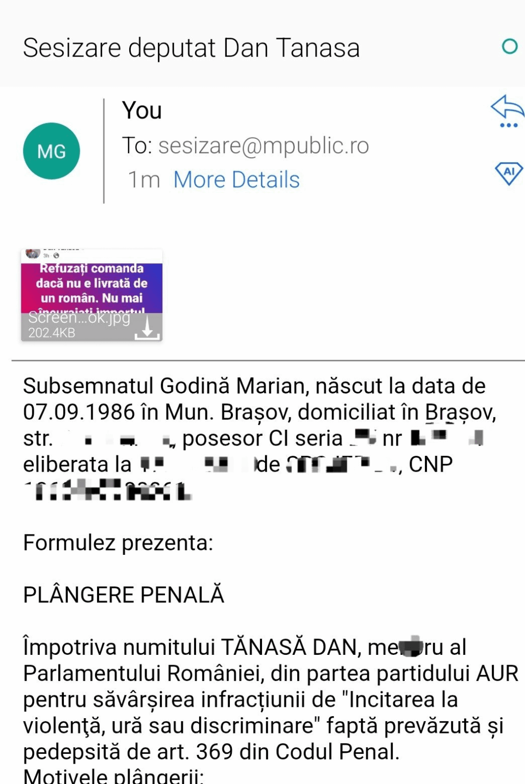 Marian Godina hat eine Strafanzeige gegen Dan Tanasa formuliert Marian Godina hat eine Strafanzeige gegen Dan Tanasa formuliert