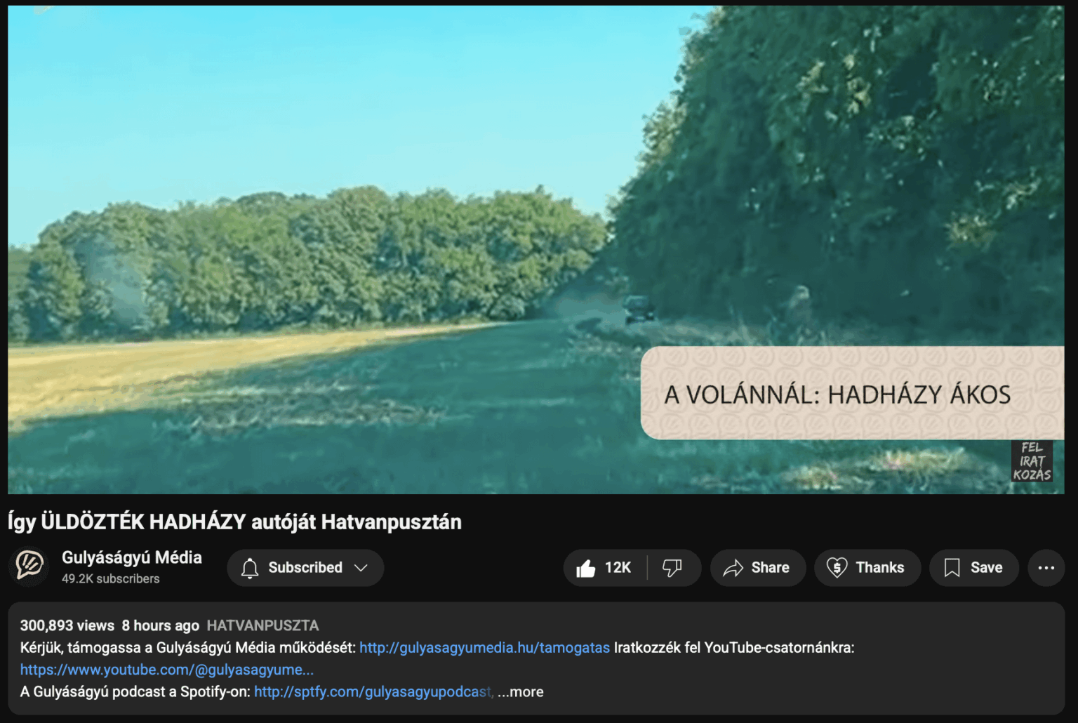 In 8 Stunden sahen 300.000 Menschen den Hatvanpuszta GTA