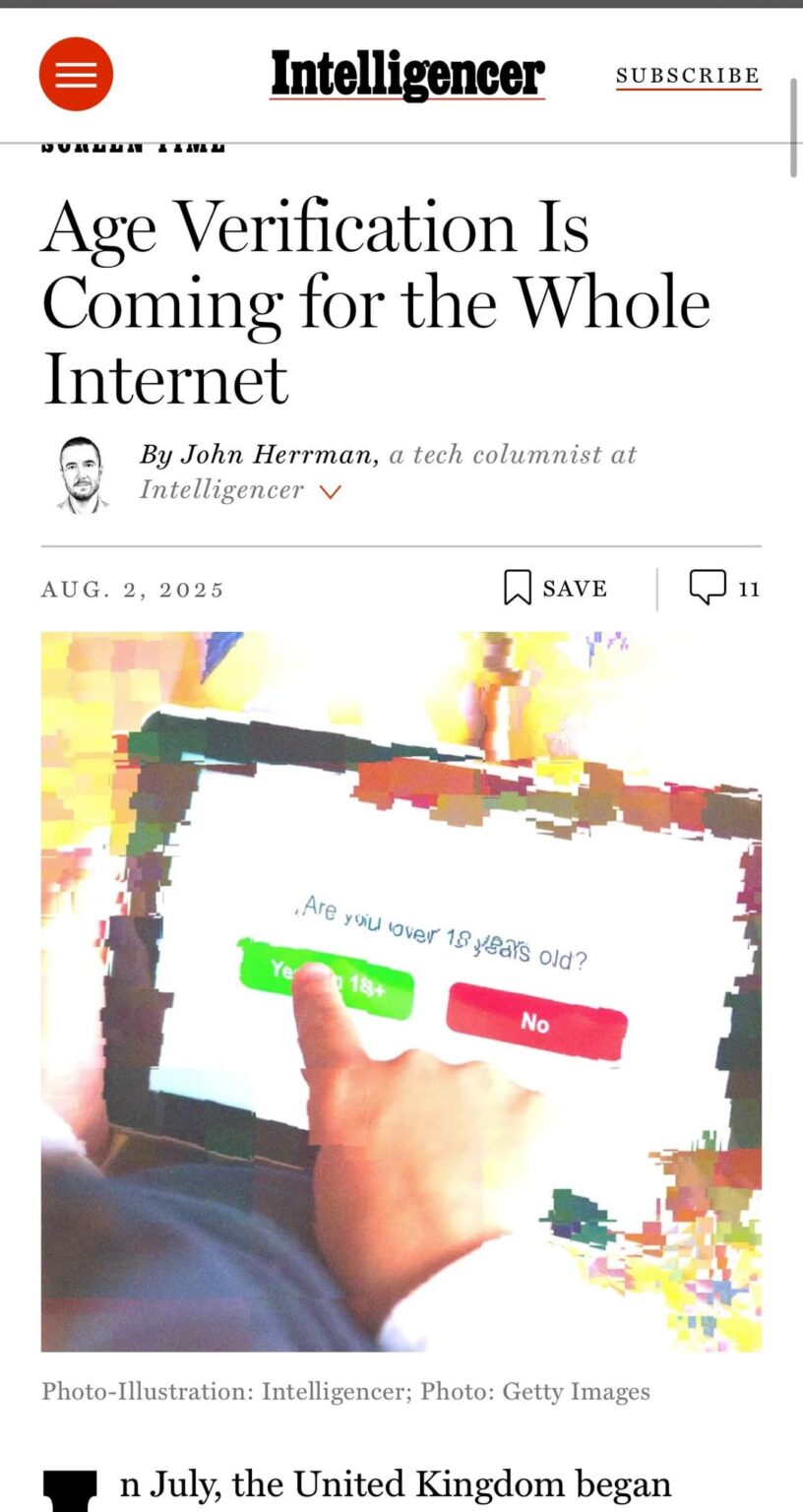 Die Altersüberprüfung kommt für das Internet
