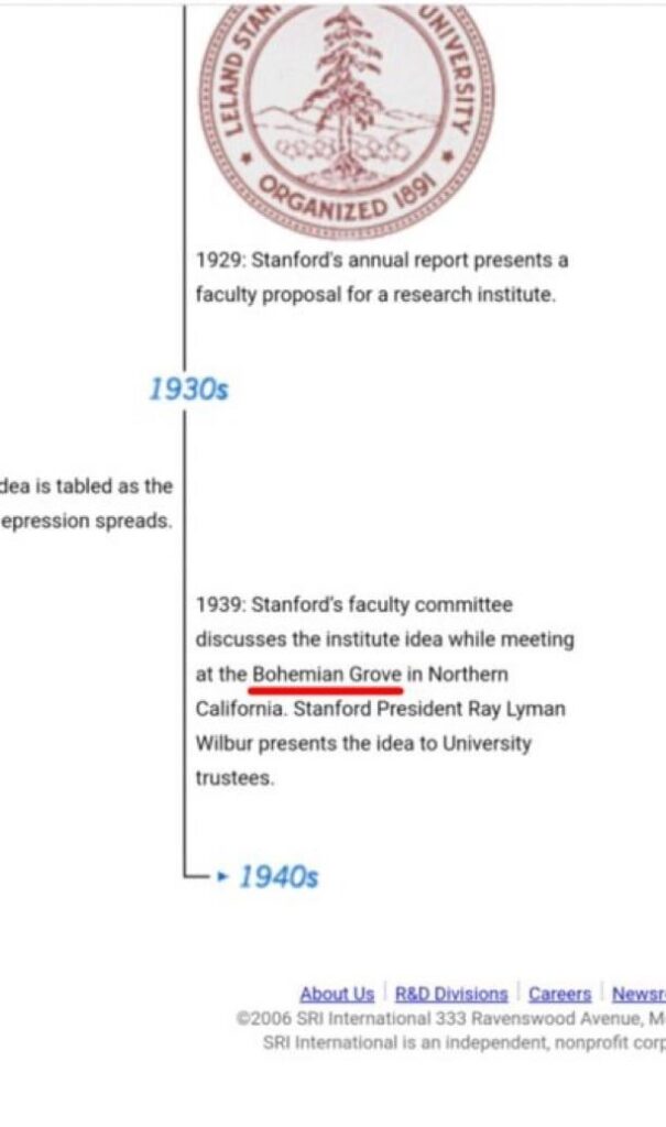 Fun Fact-Stanford Research Insiit begann in Bohemian Grove