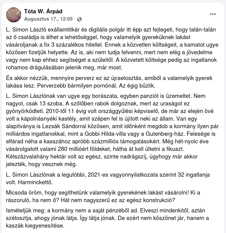 Tóta Árpád W. etwa 3% Darlehen