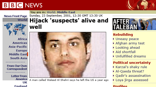 Erinnern Sie sich, als BBC versehentlich zugab, dass die 9/11 -Entführer lebten - dann versuchten sie leise, sie zurückzugehen?