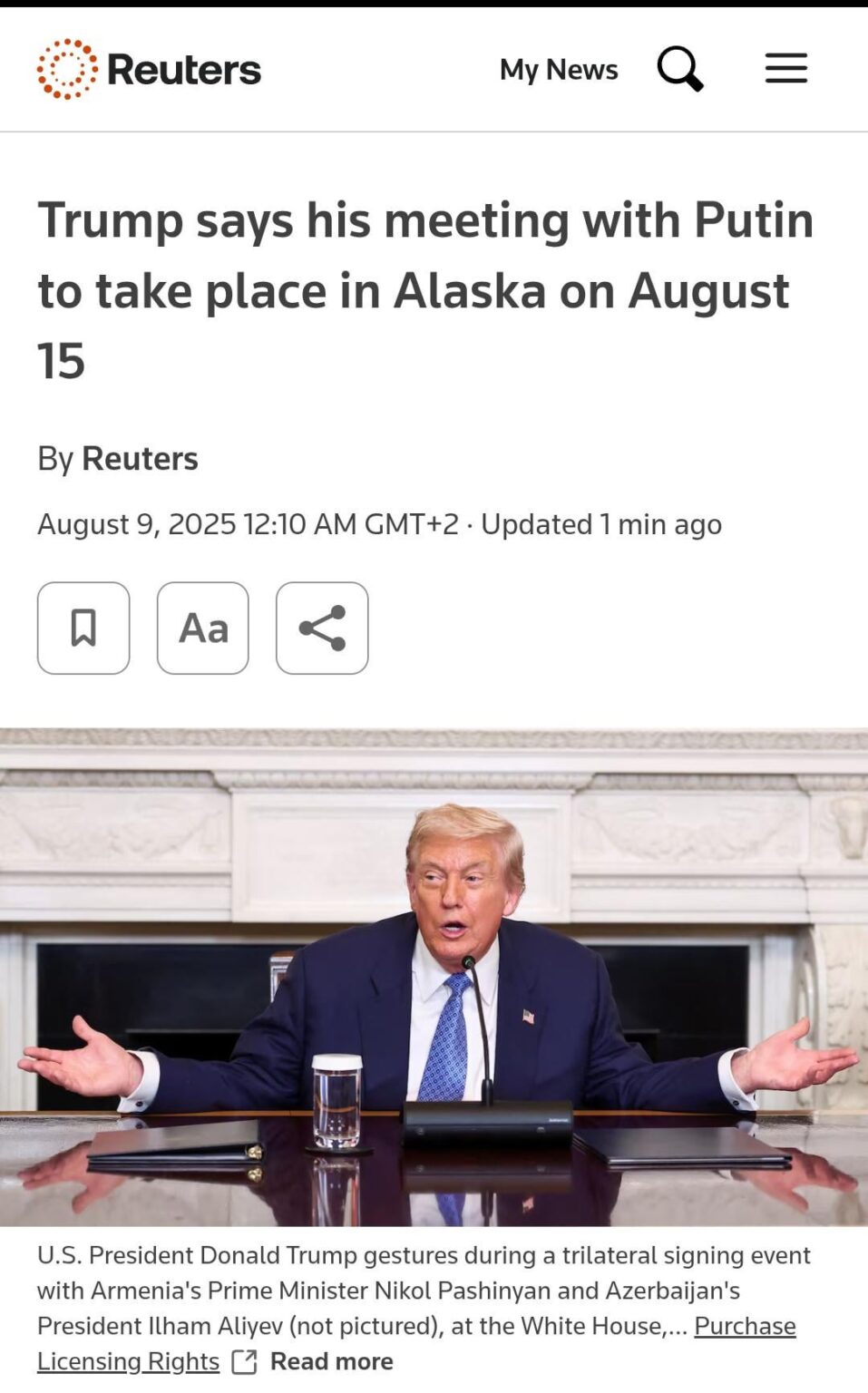 Präsident Trump wird Putin am 15. August in Alaska treffen.