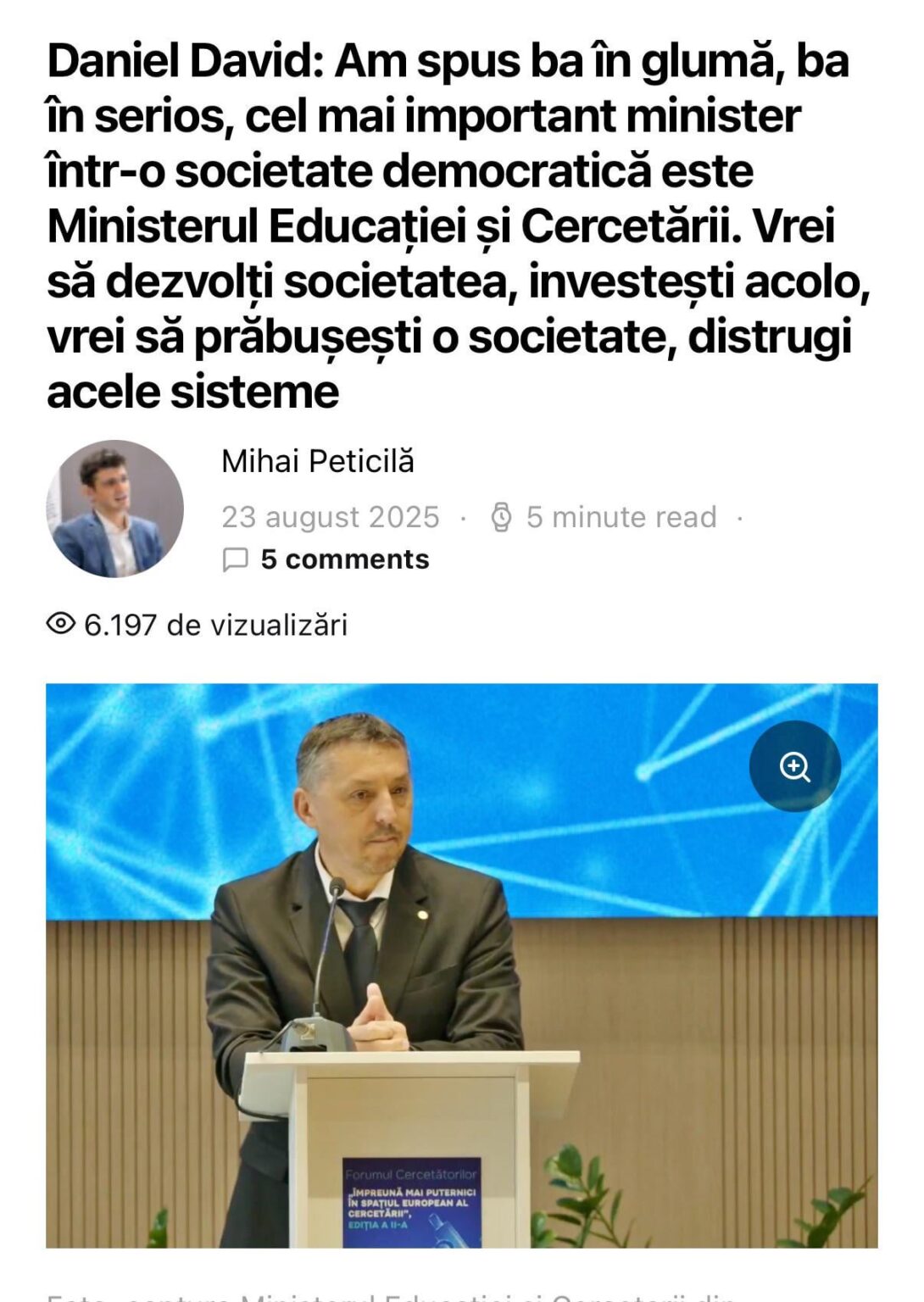 Verstehen wir, dass Daniel David die Gesellschaft zusammenbrechen will?