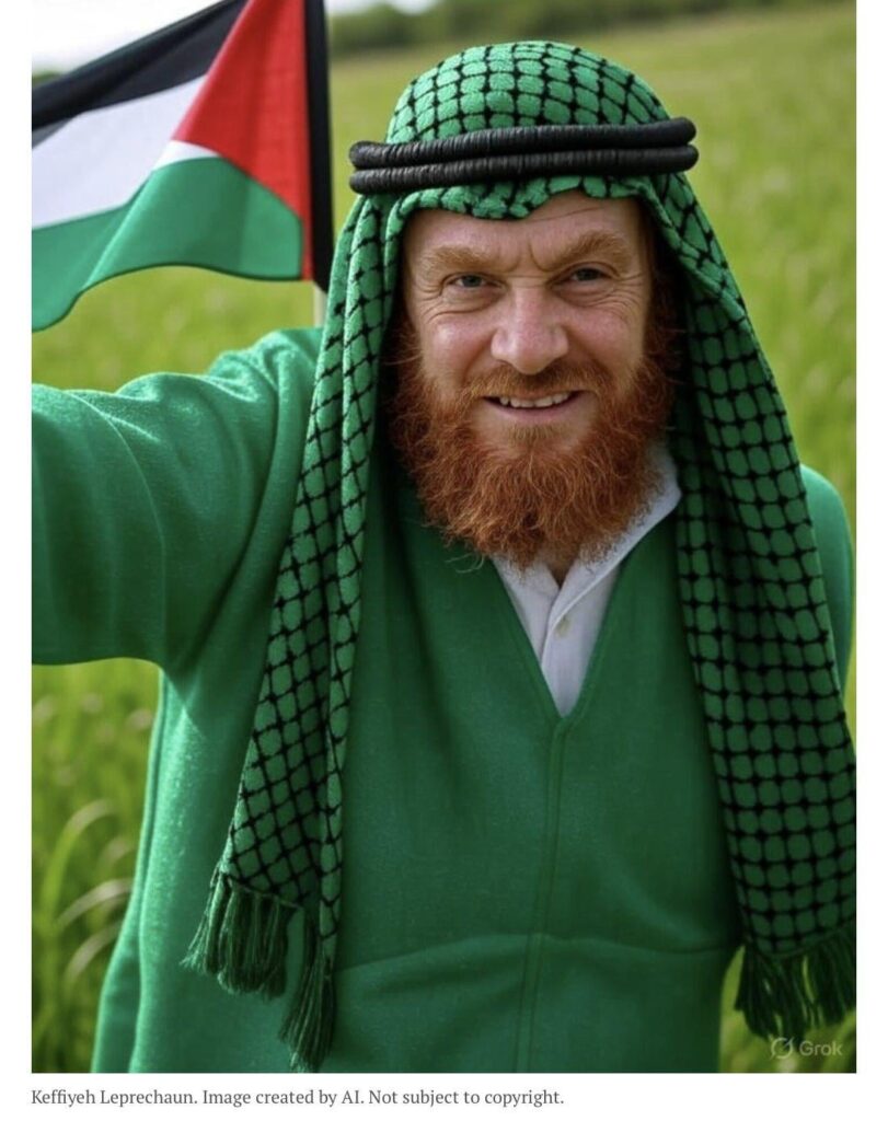 "Keffiyeh -Kobold" - Bild von Times of Israel in einem Kommentarstück, in dem Irland "Händler" verzerren "verzerrte Erzählungen".