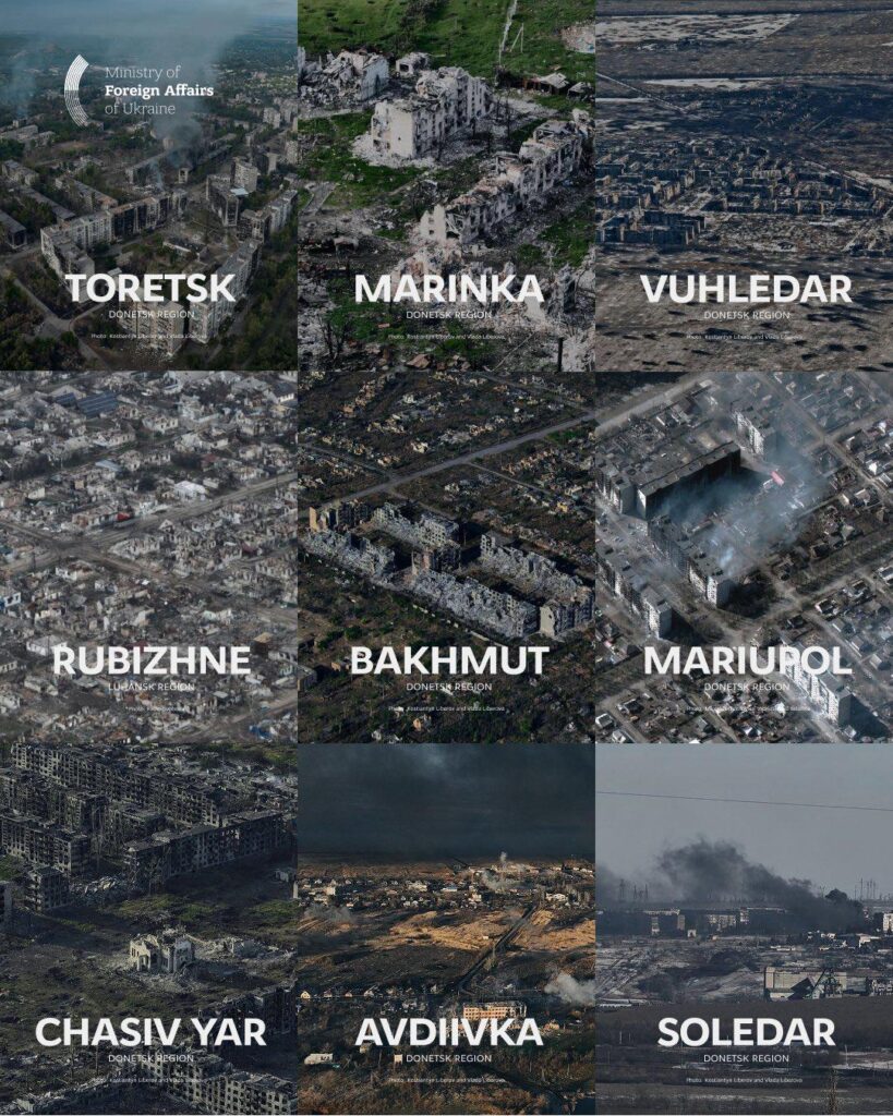Alle diese Städte befinden sich in den Regionen Donezk und Luhansk, den sogenannten Donbas von Donezk und Luhansk. Alle diese Städte wurden bereits von der russischen Armee auf Asche reduziert. Alle diese Städte befinden sich in den Regionen Donezk und Luhansk, den sogenannten Donbas von Donezk und Luhansk. Alle diese Städte wurden bereits von der russischen Armee auf Asche reduziert.