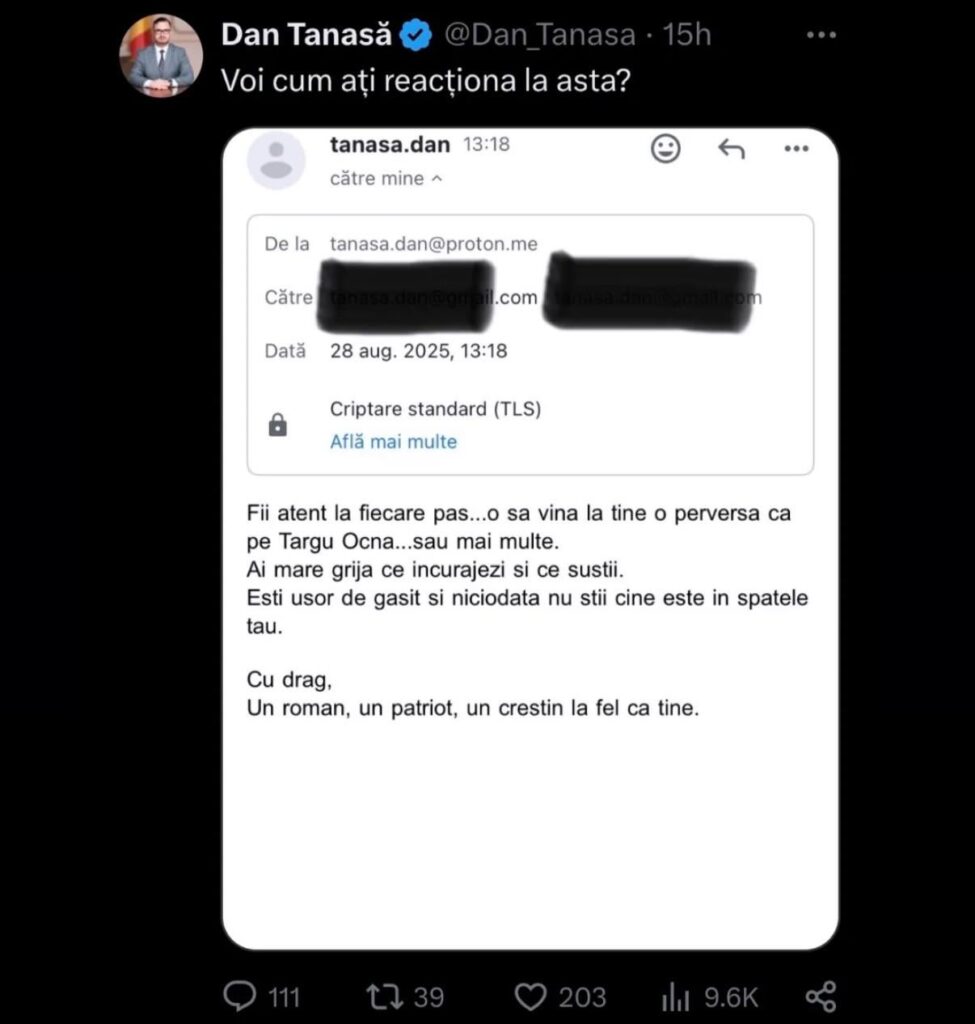 Der ultra-extremistische Stellvertreter Dan Tănasa bedroht sich mit dem "Perversen von Târgu Ocna".