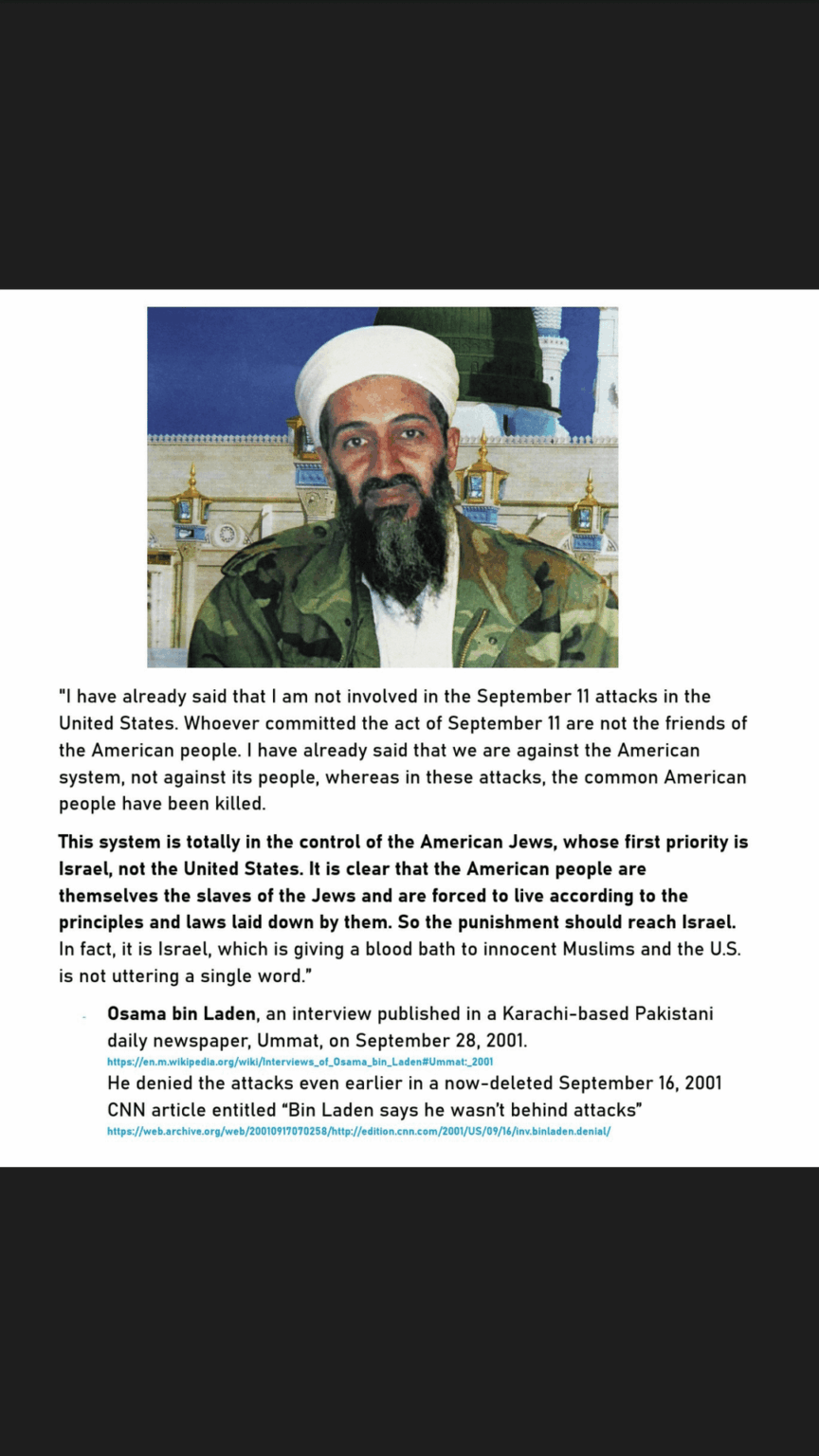 Osama bin beladene Gedanken zum 11. September