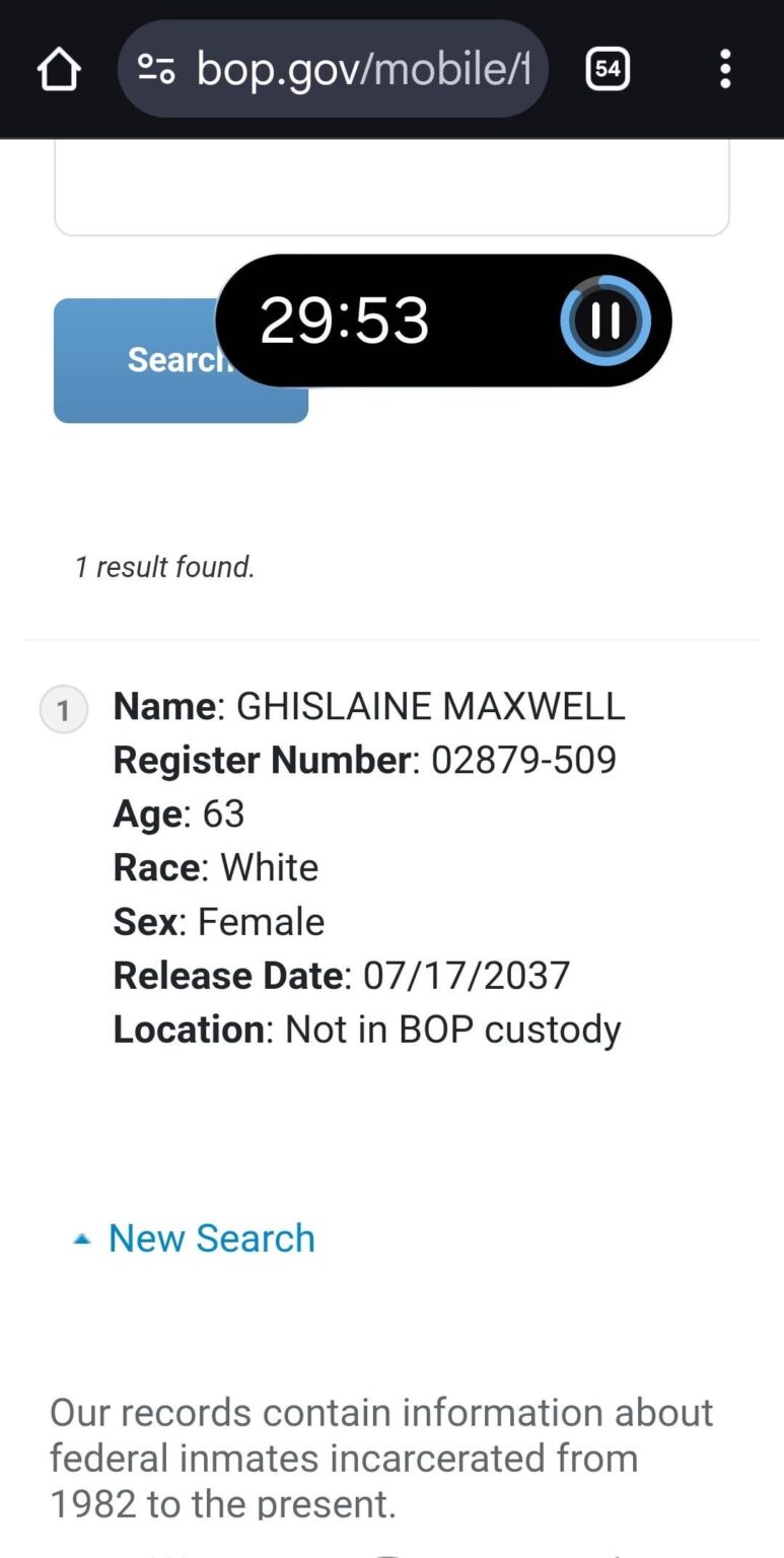Ghislaine Maxwell zog ins Bundesgefangenenlager in Texas