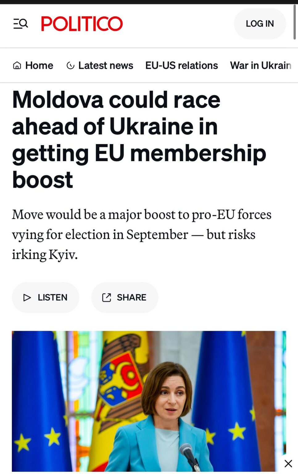 Die Republik Moldawien könnte sich bei der Europäischen Union von der Ukraine trennen.