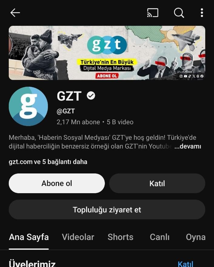 Der Pro -Kanal GZT Haber, dem ich schon lange gefolgt bin und keine Neuigkeiten über das Fiasko einer Regierung gesehen hat.