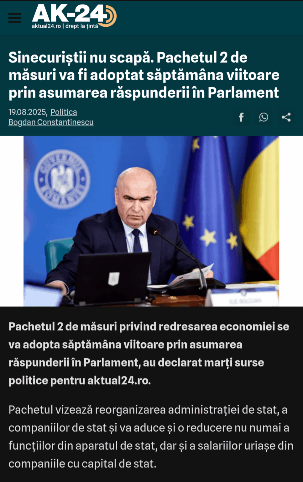 Sineciuştii entkommen nicht. Paket 2 Maßnahmen werden nächste Woche durch die Übernahme der Haftung im Parlament ergriffen