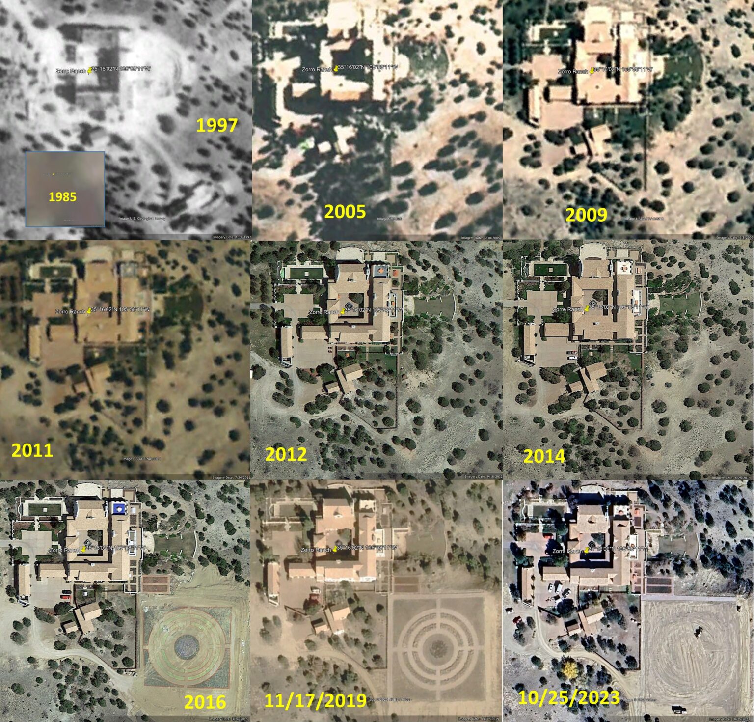 Jedes Google Earth -Satellitenbild von Epsteins Zorro Ranch in New Mexico Jedes Google Earth -Satellitenbild von Epsteins Zorro Ranch in New Mexico