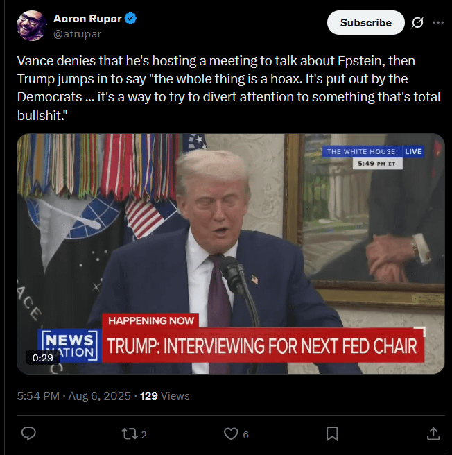 Trump stürzt über die Epstein -Dateien ab. Er ist zu 100% in diesen Dateien, die Kinder gemacht haben.