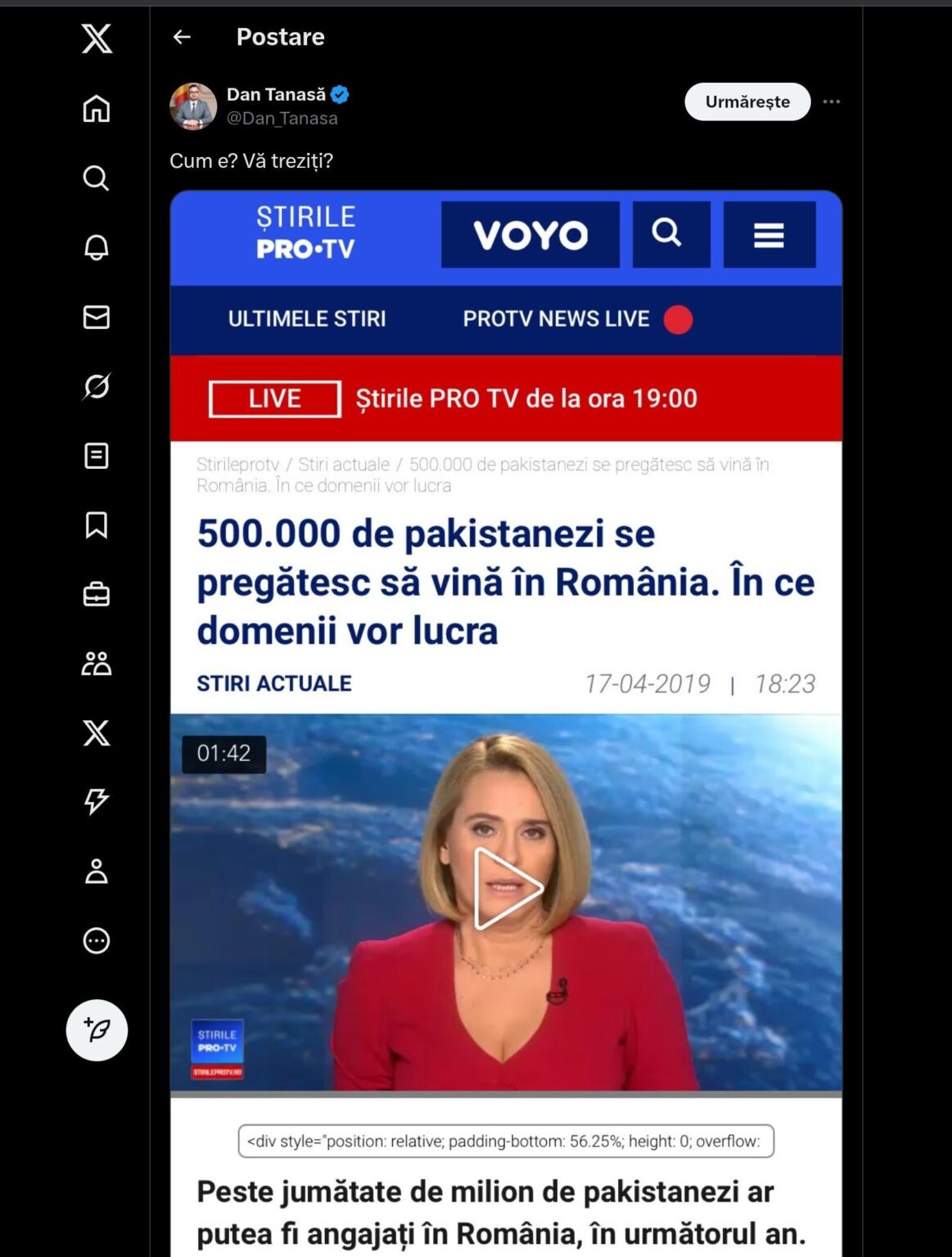 Dan Tanasa versucht uns zu zeigen, dass Intelligenz nicht seine Stärke ist. Poste alte Nachrichten von 2019.