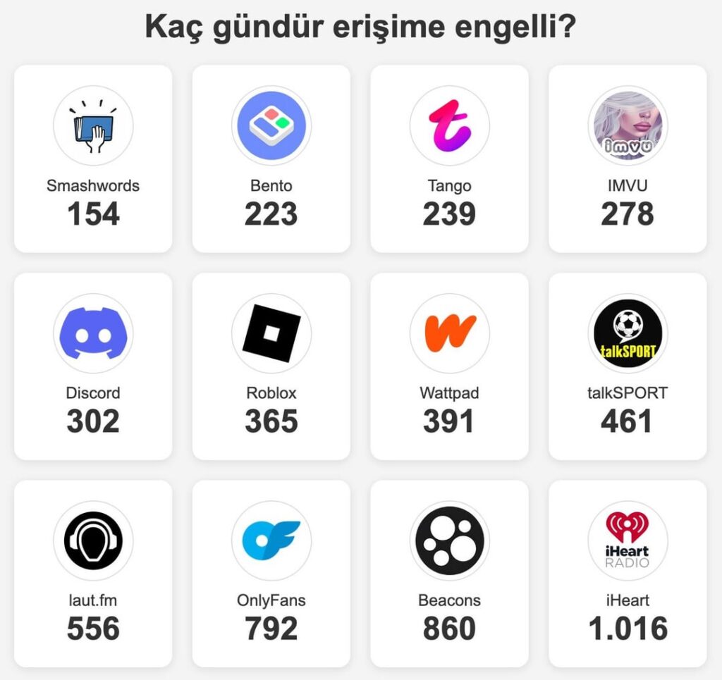 Einige der mehr als eine Million Websites, die von Türkiye blockiert sind