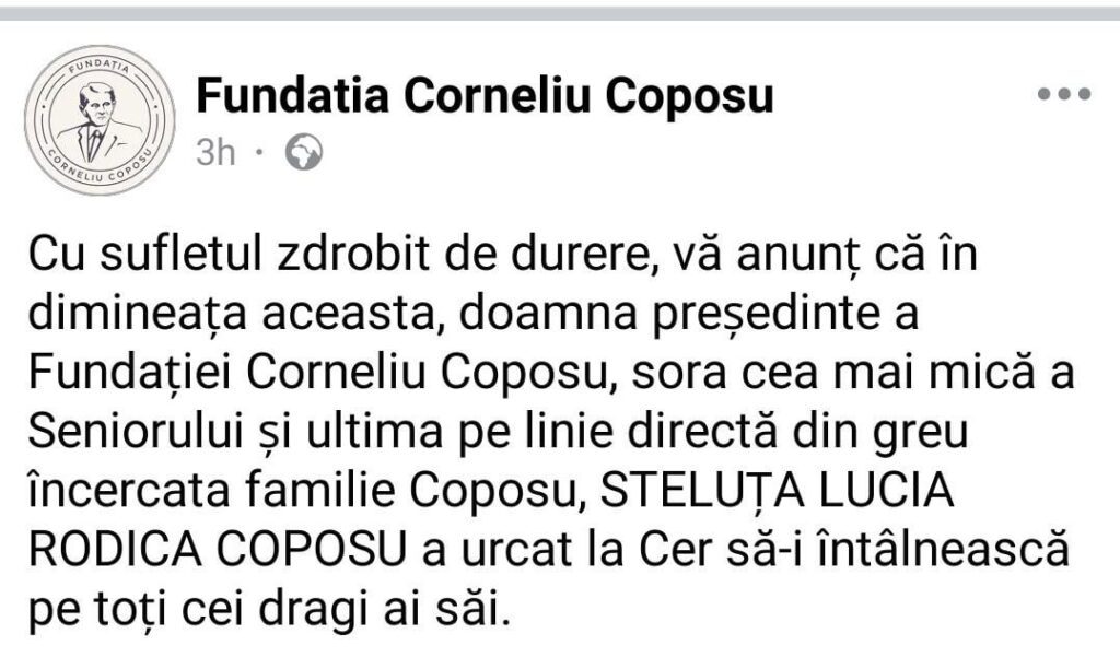 Corneliu Coposus Schwester starb