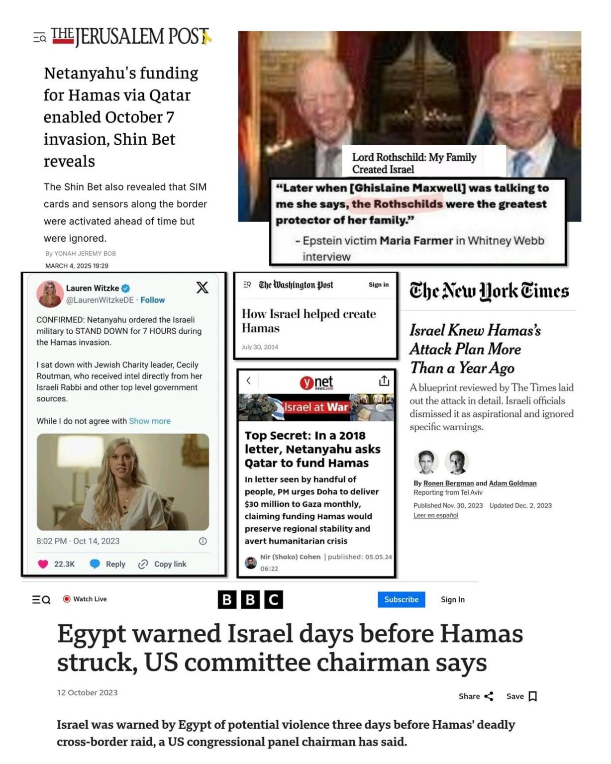Hat Israel die Hamas erstellt und installiert, um über Palästina zu herrschen, sodass eine Zwei-Staaten-Lösung nicht möglich wäre? Hat Netanyahu die Hamas fonds und am 7. Oktober abgelaufen und sie angreifen und Geiseln genommen, um als Vorwand zu nutzen, um Gaza zu betreiben und ihr Land für Greater Israel zu stehlen? Hat Israel die Hamas erstellt und installiert, um über Palästina zu herrschen, sodass eine Zwei-Staaten-Lösung nicht möglich wäre? Hat Netanyahu die Hamas fonds und am 7. Oktober abgelaufen und sie angreifen und Geiseln genommen, um als Vorwand zu nutzen, um Gaza zu betreiben und ihr Land für Greater Israel zu stehlen?