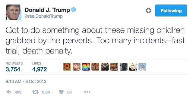 Stieß vor fast 13 Jahren auf diesen Tweet von Trump