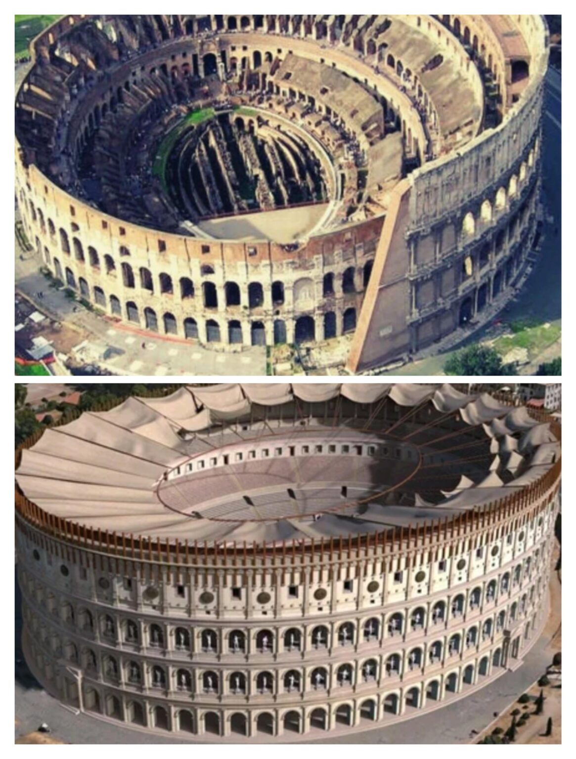 Colosseum heute gegen Kolosseum vor 2000 Jahren