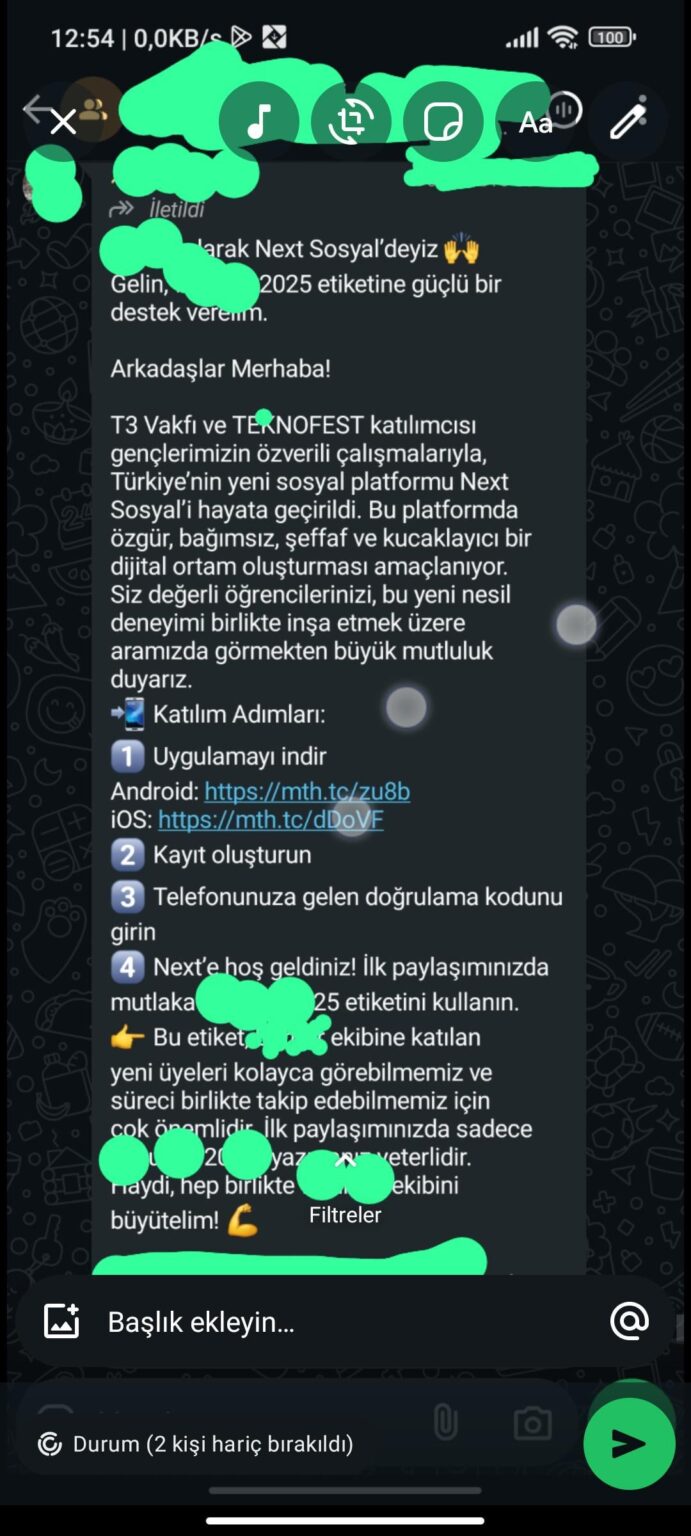 Die Meldung an die WP Student Group der Universitätsabteilung gesendet