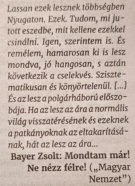 Zslol Bayer bereitet sich auf einen Bürgerkrieg vor, schärft und glättet die Sense?