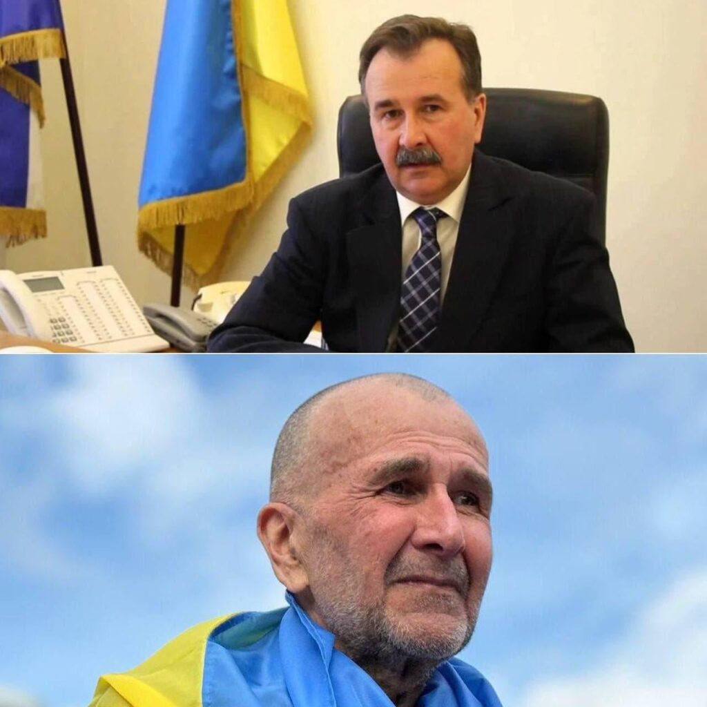 Bilder des ehemaligen Bürgermeisters von Kherson Volodymyr Mykolayenko vor und nach seiner Freilassung aus russischer Gefangenschaft.