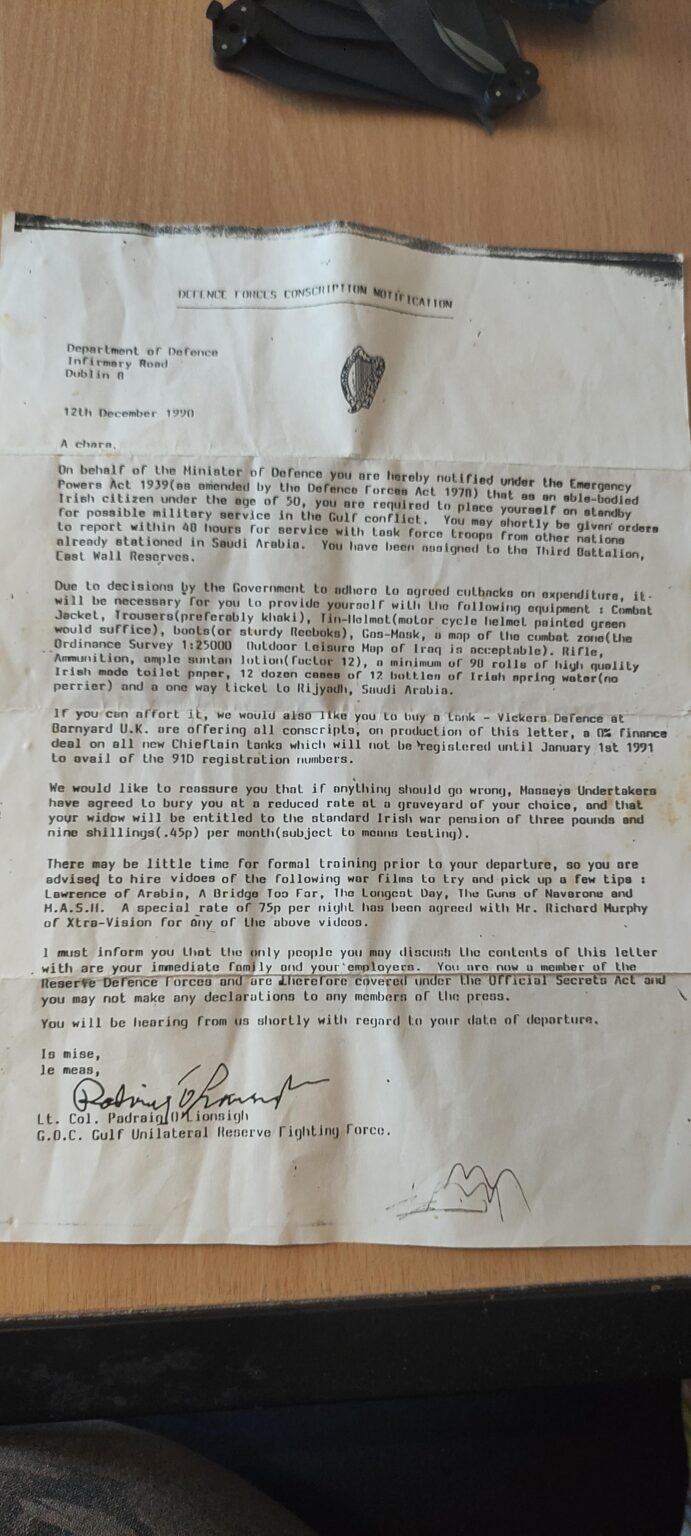 Verteidigungskräfte Wehrpflichtbenachrichtigung (1990)