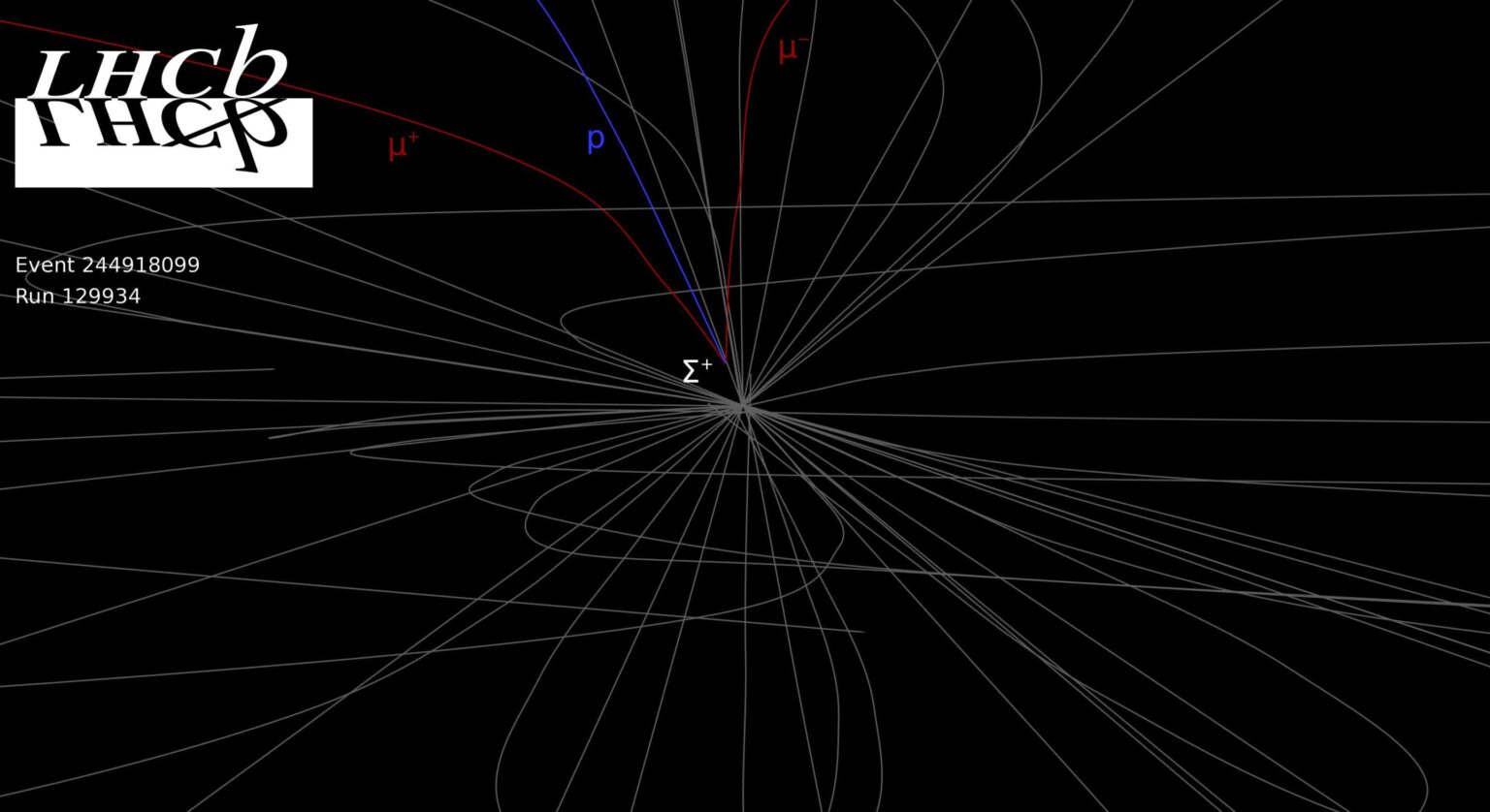 Die LHCB-Zusammenarbeit beobachtet einen ultra-servieren Baryon-Zerfall, ein Sigma-Plus-Verfall in ein Proton und zwei Myonen mit entgegengesetzten Ladungen.
