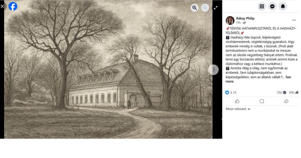 Zu Hause: Rákay Philip versucht zu beweisen, dass Hatvanpuszta ein restauriertes Denkmal mit einem neu gezeichneten HVG -Foto ist